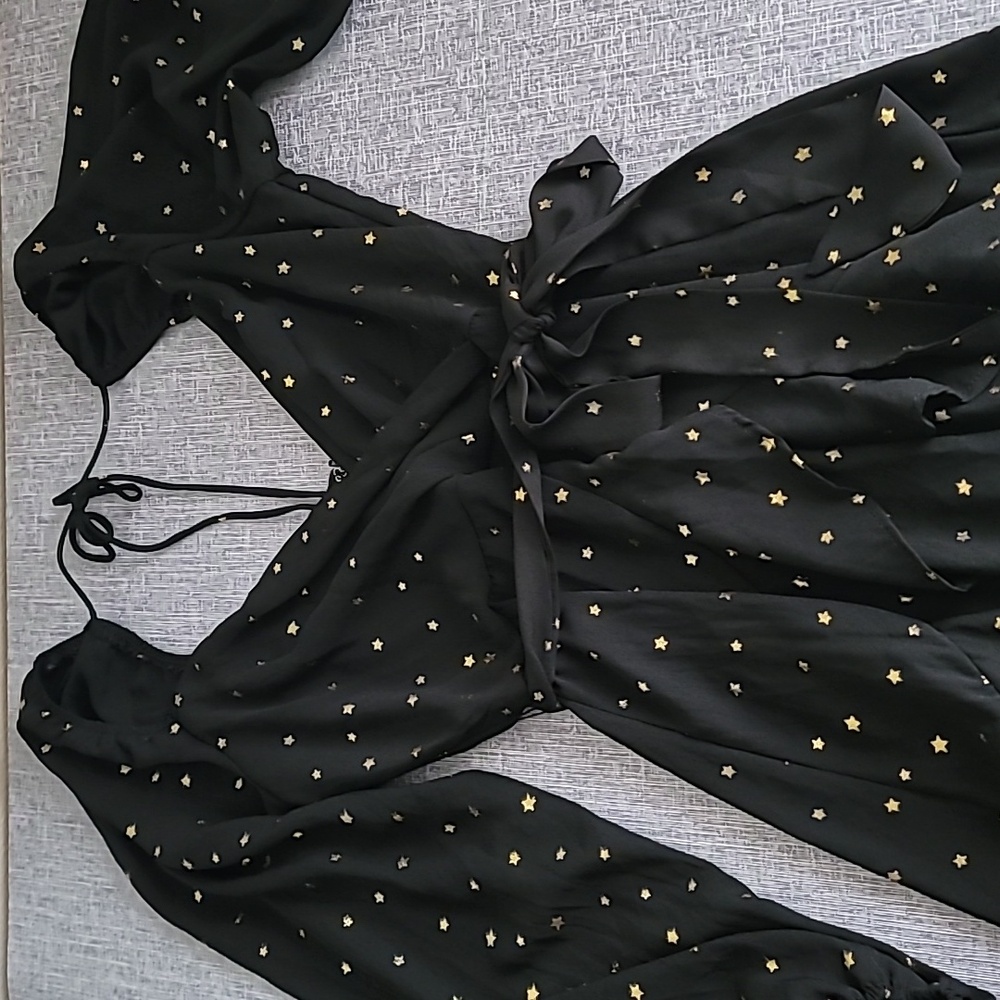Mi Ami Black Gold Star Dress Size Small Francescas